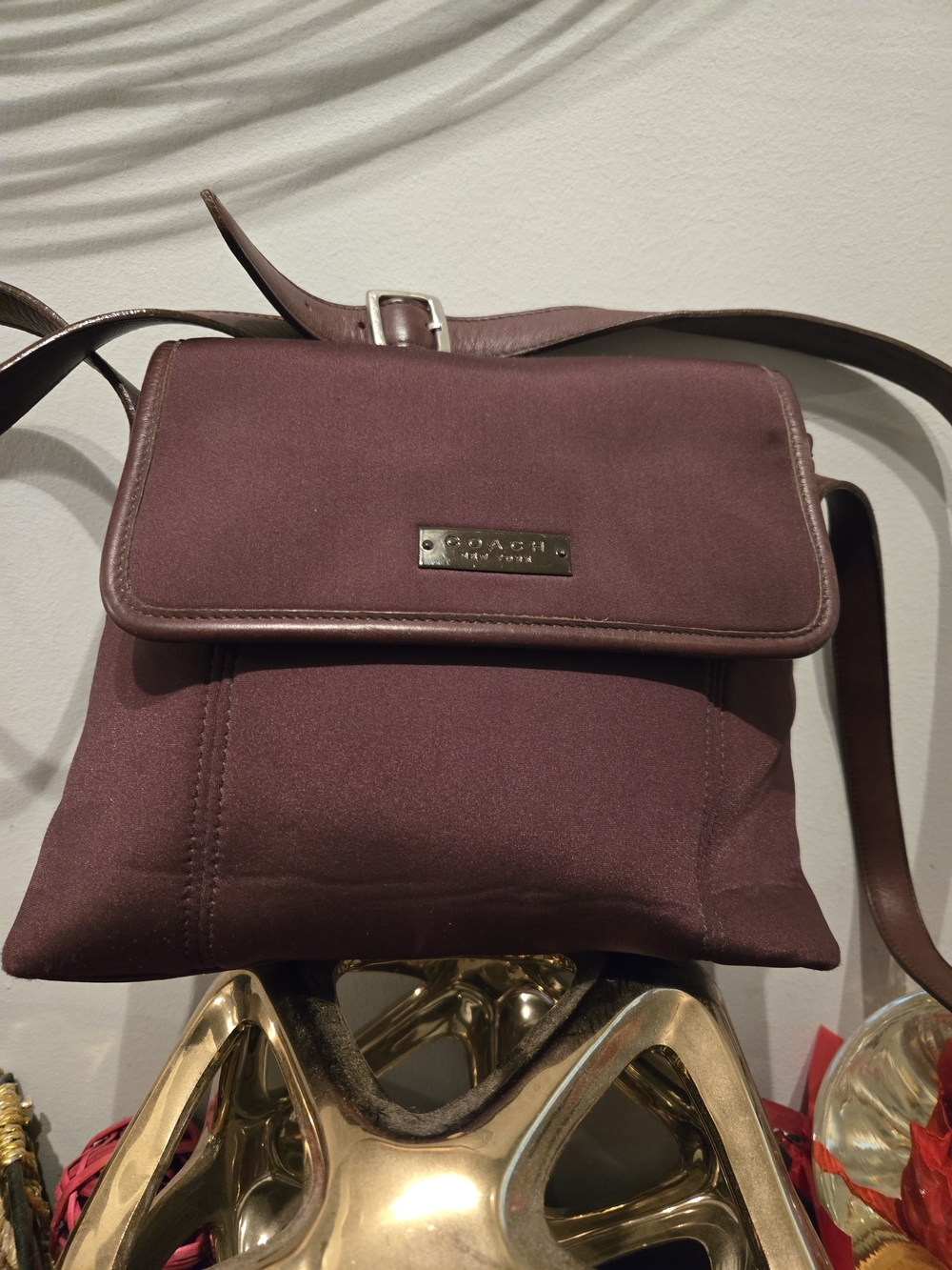 Coach Plum Neoprene Crossbody Bag with Leather Trim
